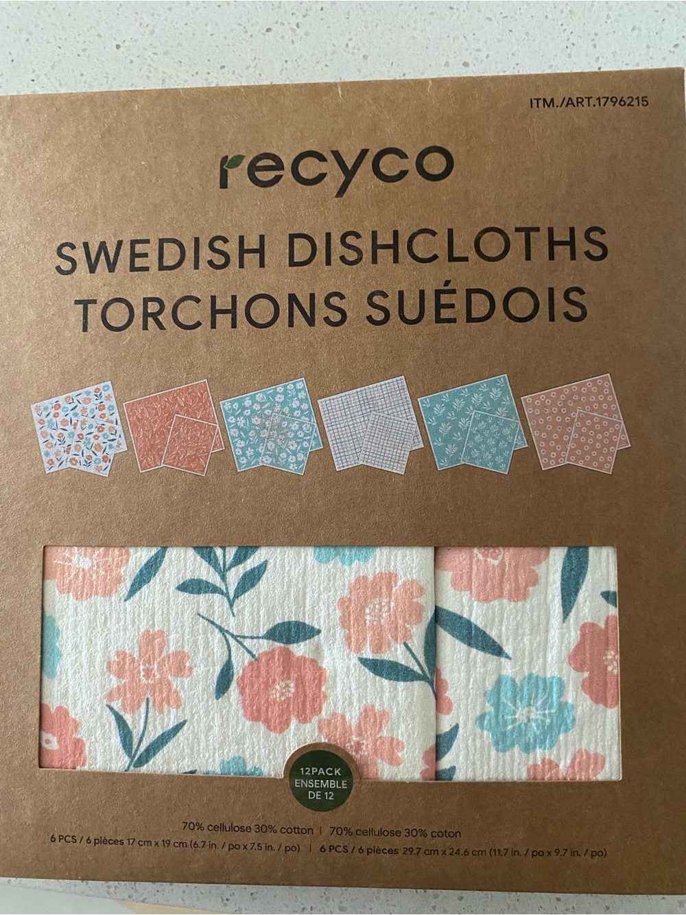 Floral Swedish Dishcloths - Coral & Teal - 6 Pack